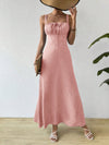 Chic Summer Essential: Solid Color Square Neck Waist-Cinched Dress