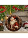 Charming Santa Claus Family Wreath Metal Sign - Festive Indoor Decoration for Holiday Cheer