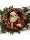 Charming Santa Claus Family Wreath Metal Sign - Festive Indoor Decoration for Holiday Cheer