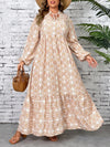 Effortless Elegance: Plus Size Casual Allover Print Lantern Sleeve Long Dress