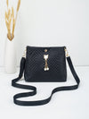 Chic Faux Pearl Crossbody Bag with Adjustable Strap & Stylish Car Stitching