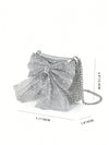 Chic Rhinestone Bowknot One-Shoulder Clutch: Perfect for Gala, Prom, and Cocktail Events