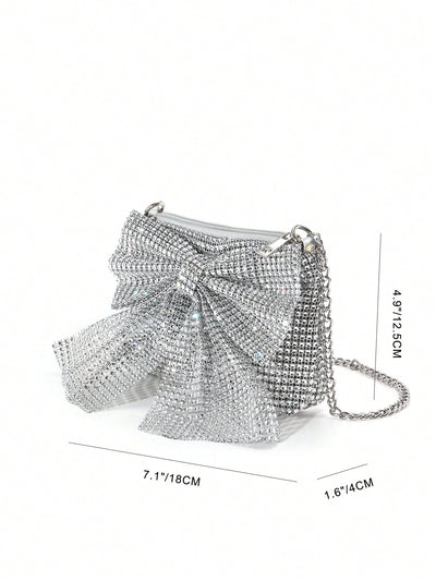 Chic Rhinestone Bowknot One-Shoulder Clutch: Perfect for Gala, Prom, and Cocktail Events