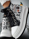 Halloween Chic: Eyelet Lace-Up Sneakers for Fall New School Season Elevator Couple Shoes