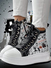 Halloween Chic: Eyelet Lace-Up Sneakers for Fall New School Season Elevator Couple Shoes