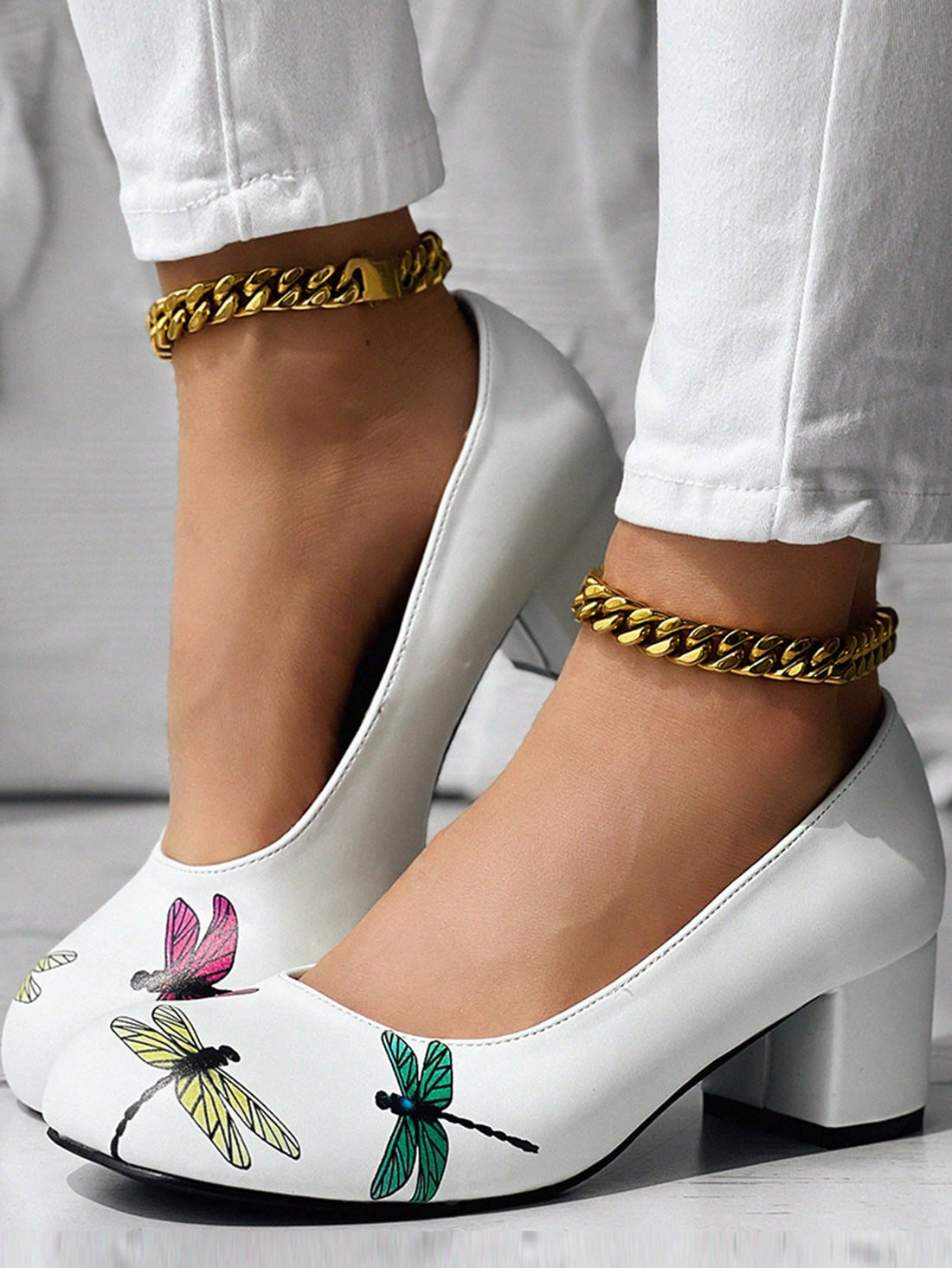 Elevate your style with Dragonfly Dreams: Elegant Platform Pumps for Autumn and Winter Parties. These stunning shoes feature a platform design for added height and comfort, while the intricate dragonfly design adds a touch of elegance. Perfect for any special occasion, up your fashion game with these statement pumps.