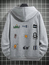 Personalized Adventure: Men's Casual Outdoor Element Print Hoodie