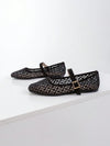 Chic Navy Blue Woven Slip-On Flats with Square Toe - Perfect for Casual, Office, or Party Wear