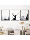 Enchanting Woodland Antler Canvas Art Set - 3 Pieces of Natural Beauty for Cozy Home Decor