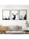 Enchanting Woodland Antler Canvas Art Set - 3 Pieces of Natural Beauty for Cozy Home Decor