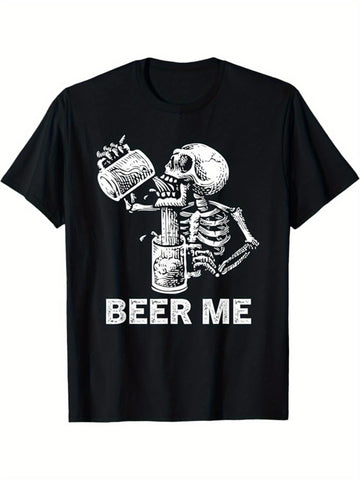 This Bare Bones graphic tee is perfect for Halloween and outdoor activities. Made of soft cotton, the skeleton print adds a spooky touch. The comfortable fit and high-quality material make this tee a must-have for men who want to make a statement.