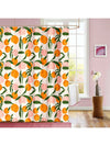 Whimsical Peach Delight: Waterproof Cartoon Peach Pattern Shower Curtain with Hooks