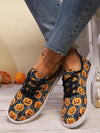 Spooktacular Comfort: Women's Halloween Pumpkin Skull Print Sneakers