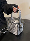 Chic Mini Yellow Snake Print Cube Handbag - Stylish Shoulder Bag for Any Occasion