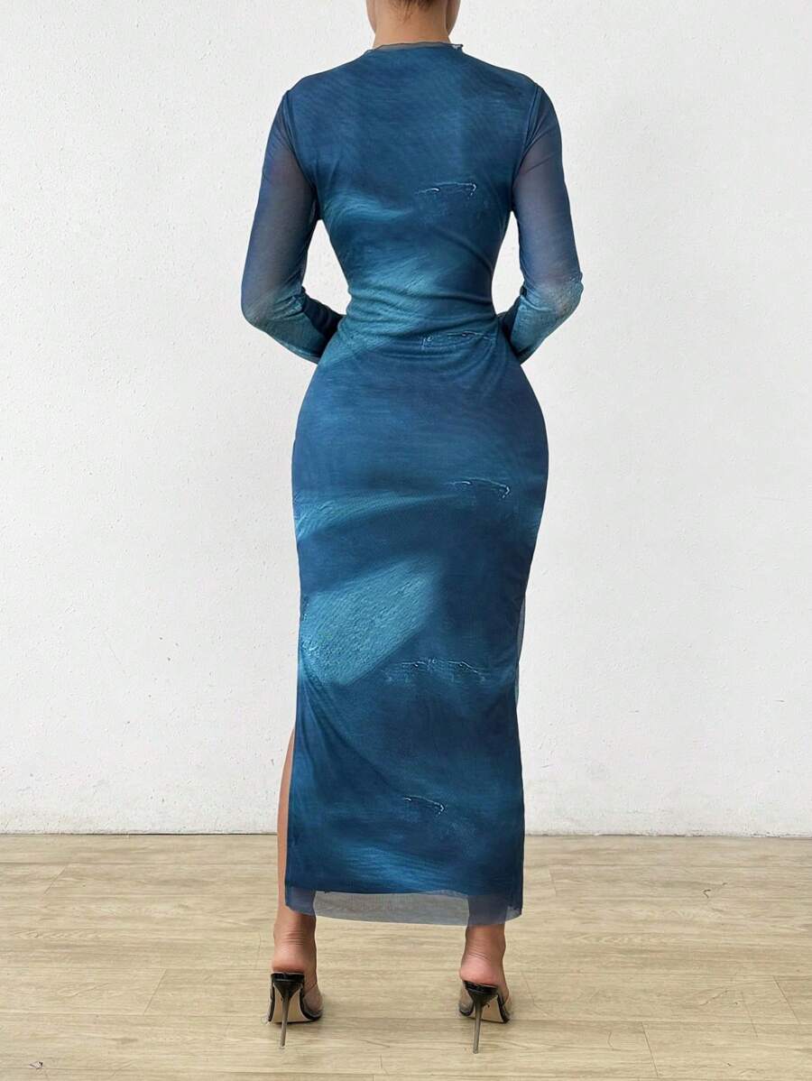 Elevate your autumn wardrobe with this striking blue tie-dye bodycon maxi dress. The fluid silhouette hugs your curves while the ruched elastic waist creates a flattering, defined shape. Hand-dyed patterns ensure each piece is uniquely individual, offering artistic flair that transcends seasonal trends. The maxi length provides sophisticated coverage, making it versatile for both casual outings and elevated occasions. Premium fabric drapes beautifully, delivering comfort without compromising on style. A tim