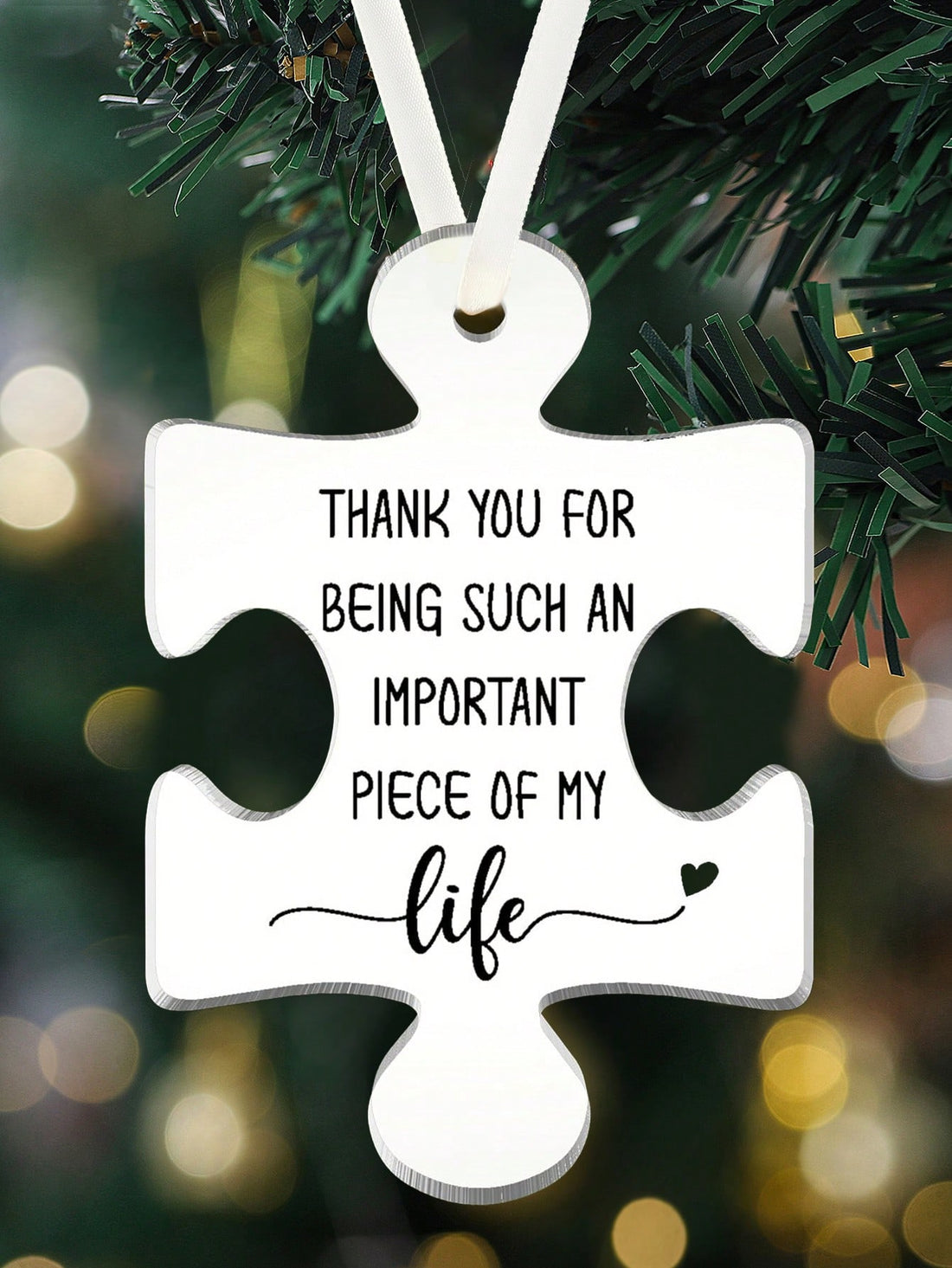 This heartfelt ornament is a perfect gift for your special someone. Each puzzle piece symbolizes the unique bond of true friendship. Made with high-quality materials, it is a lasting reminder of your unbreakable connection. Show your appreciation with this thoughtful and meaningful keepsake.