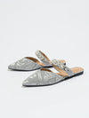 Sparkling Silver Rhinestone French Low Heel Mule Sandals - Summer 2024 Collection