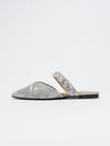 Sparkling Silver Rhinestone French Low Heel Mule Sandals - Summer 2024 Collection