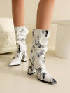 Women's Floral Pointed-toe Ankle Boots with Pink Butterfly and Flower Pattern