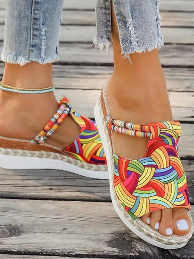 Colorful Woven Platform Wedge Sandals: Summer Comfort with Style