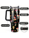 Charming Mushroom Print Insulated Tumbler - 40 Oz Stainless Steel Travel Cup with Straw for Fitness, Parties & Home Use