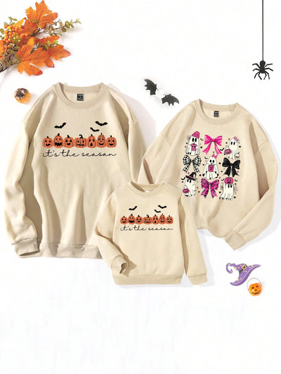 Men's Spooky Halloween Pumpkin and Bat Print Sweatshirt