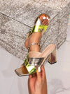 Shimmering Steps: Women's Stylish Metallic High Heel Sandals