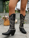 Western Chic: Embroidered Chunky Heel V-Neck Cowboy Boots for Women