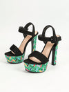 Ultimate Comfort: Black Suede Waterproof Platform Sandals with Ankle Strap for Women