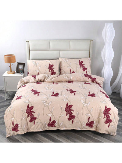 Geometric Floral Flannel Duvet Cover Set: Cozy Luxury for Home and Hotel