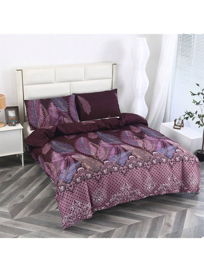 Cozy Geometric Floral Flannel Bedding Set - 3pcs Duvet Cover & Pillowcases