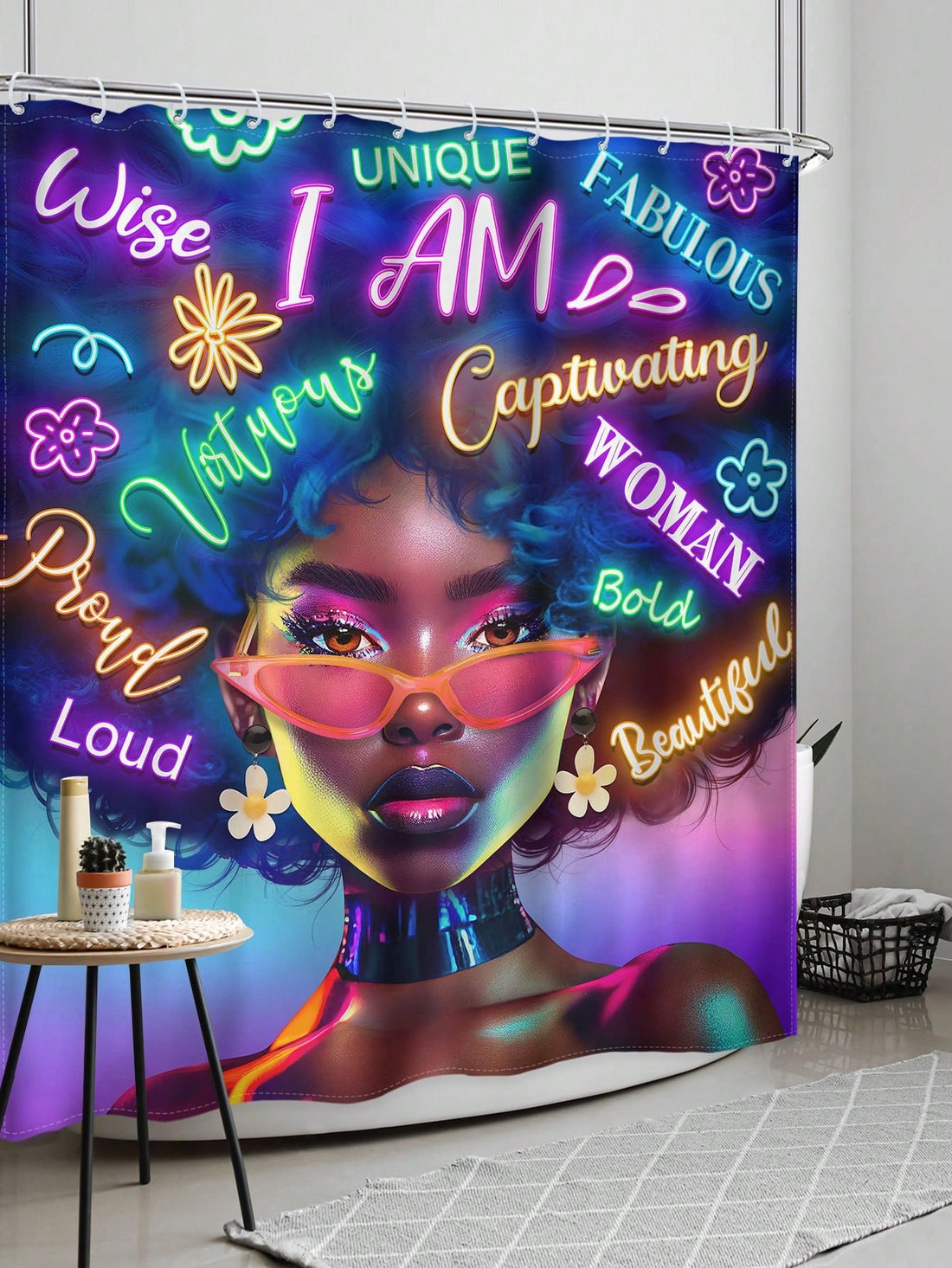 Transform your bathroom into a motivating oasis with our Neon Motivational Quote Bathroom Decor! This waterproof curtain comes with 12pcs of plastic hooks for easy installation. Boost your mood and stay on track with this unique and practical addition to your bathroom.