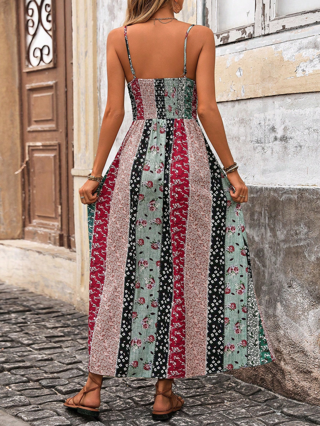 Indulge in French romance with our Chic Floral Patchwork Midi Dress. This sleeveless dress features a charming patchwork design that exudes a playful and romantic vibe. Perfect for any occasion, this dress will have you feeling and looking effortlessly chic. Embrace your inner fashionista and add this piece to your wardrobe today!