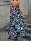 Chic Summer Escape: Allover Print Strapless Dress with Slit