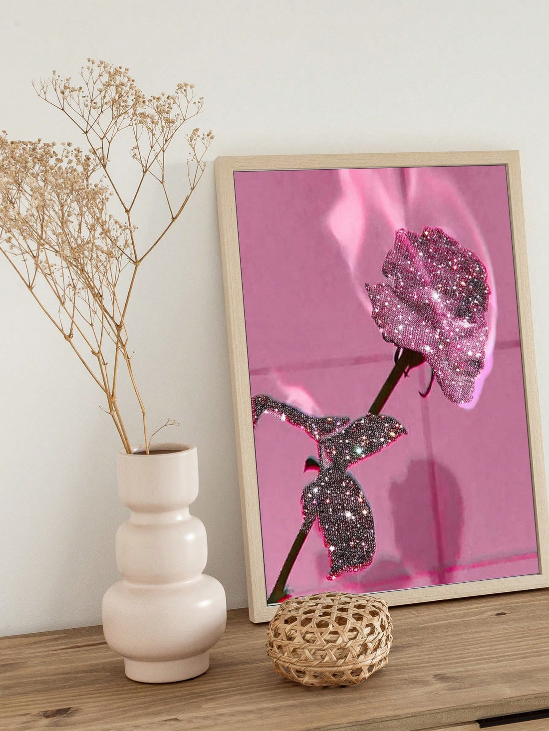 Elevate the aesthetic appeal of your bedroom or living space with our Vintage Pink Rose Flame Canvas Art. Made with high-quality materials, this wall décor features a stunning and timeless design that adds a touch of elegance to any room. Bring warmth and beauty to your home with this unique piece of art.