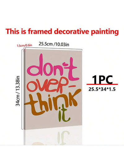 Motivational Canvas Wall Art - 'Don't Overthink' Quote for Creative Decor