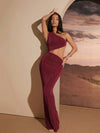 Chic Asymmetric Cut-Out Single Shoulder Maxi Dress