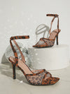 Chic Leopard Mesh Ankle Strap High Heel Sandals for Trendy Women