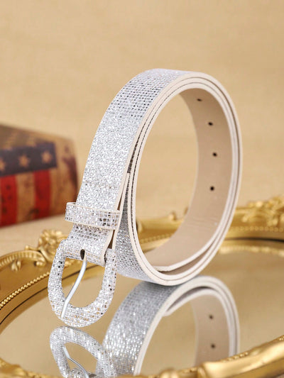 Chic Bohemian Glitter Buckle Waist Belt - Stylish PU Accessory for Everyday Fashion