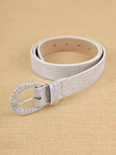 Chic Bohemian Glitter Buckle Waist Belt - Stylish PU Accessory for Everyday Fashion