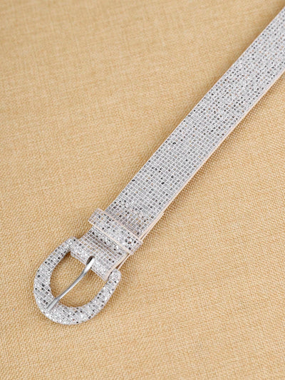 Chic Bohemian Glitter Buckle Waist Belt - Stylish PU Accessory for Everyday Fashion