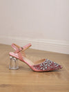 Elegant Rhinestone-Embellished Pointed Toe Stiletto Heels - Versatile Slip-On Shoes for Every Occasion