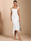 Chic Summer Bodycon Dress with Ruched Bustier Design and Ruffled Hem