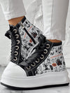 Halloween Chic: Eyelet Lace-Up Sneakers for Fall New School Season Elevator Couple Shoes