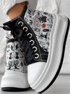 Halloween Chic: Eyelet Lace-Up Sneakers for Fall New School Season Elevator Couple Shoes