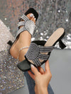 Diamond Noir: Stylish French Square Toe Sandals for Women