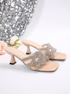 Diamond Noir: Stylish French Square Toe Sandals for Women