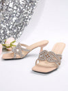 Diamond Noir: Stylish French Square Toe Sandals for Women