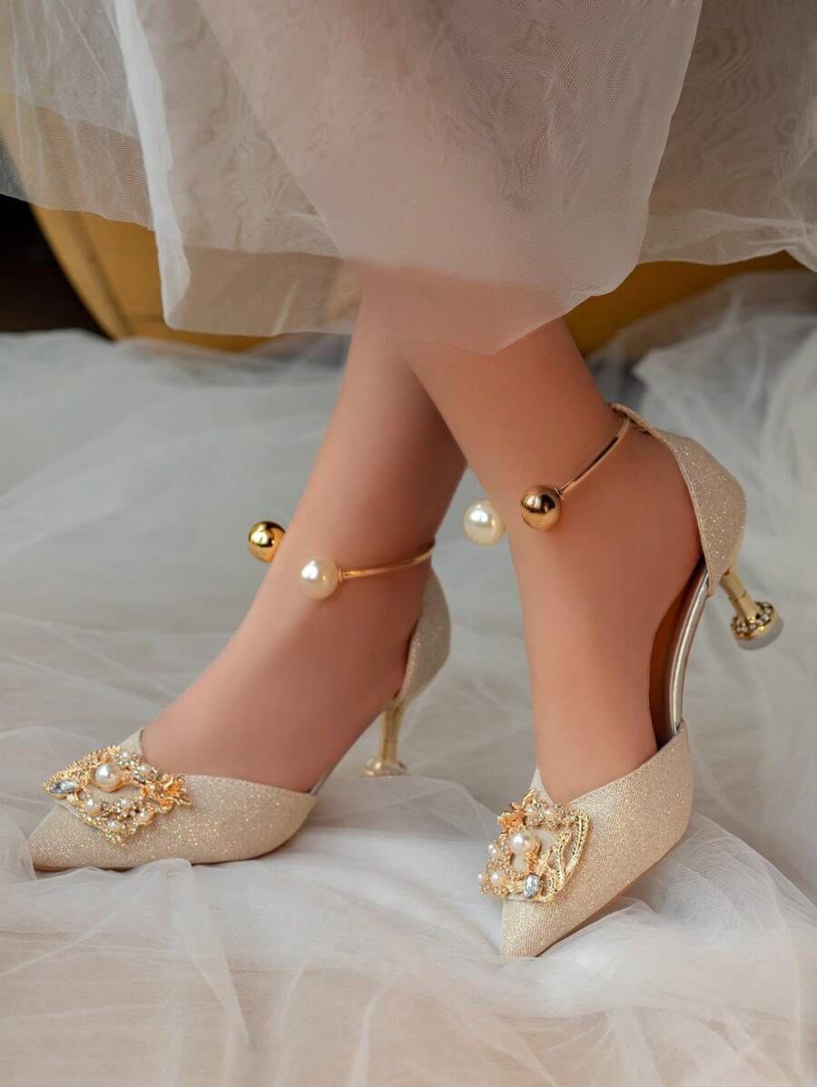 Step into charm and sparkle with these Elegant Faux Pearl Accent Rhinestone High Heel Pumps. Perfect for weddings or Valentine’s celebrations, they add a flirty touch with shimmering rhinestones and sophisticated faux pearls. Elevate your style and dance the night away feeling fabulous and fun!