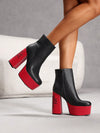 Square Toe Chunky Heel Party Ankle Boots - Waterproof and Embroidered for Fashionable Casual Outdoor Wear